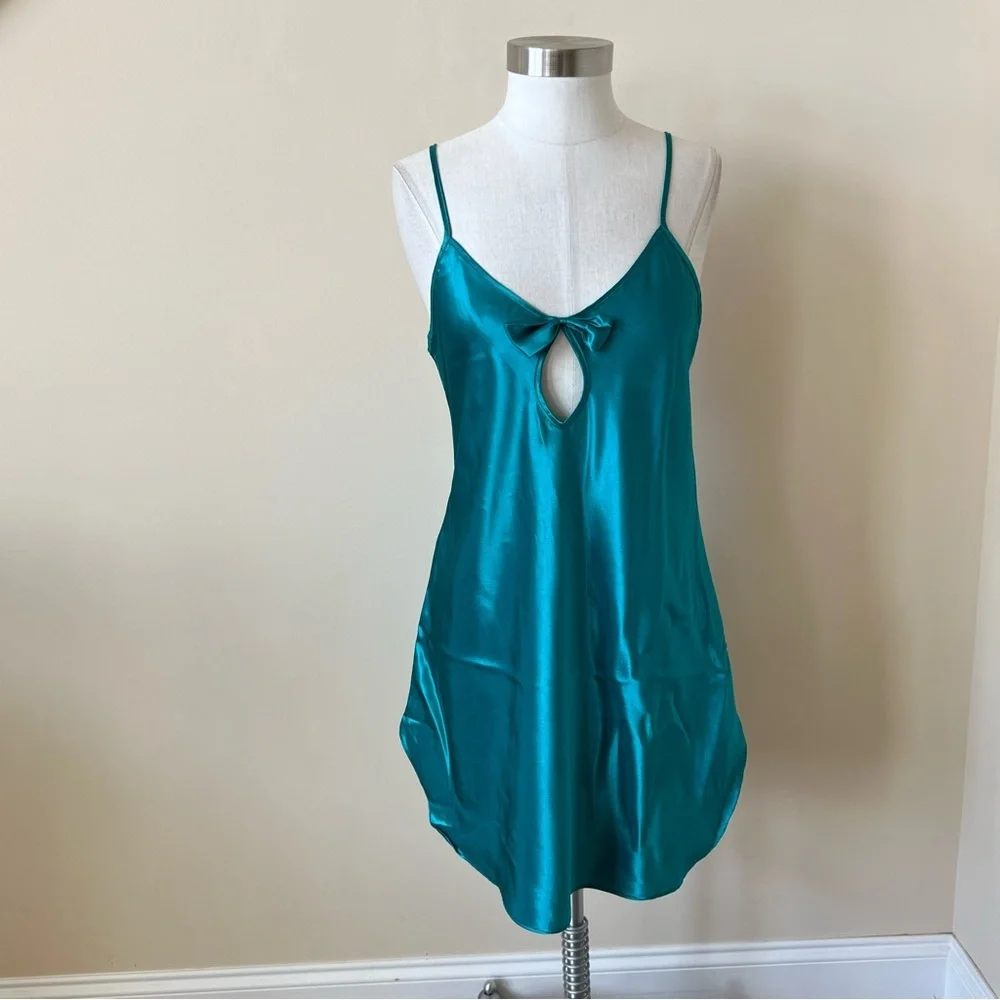 Vintage 90’s y2k tie front satin slip mini dress 882
